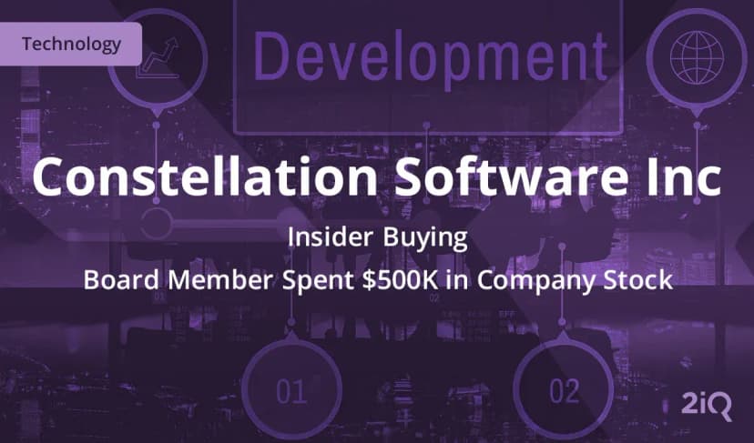 An Insider at Constellation Software Just Made a Large Stock Purchase