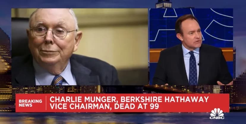 Charlie Munger, Berkshire's Vice CB & Warren Buffet's sidekick passed away