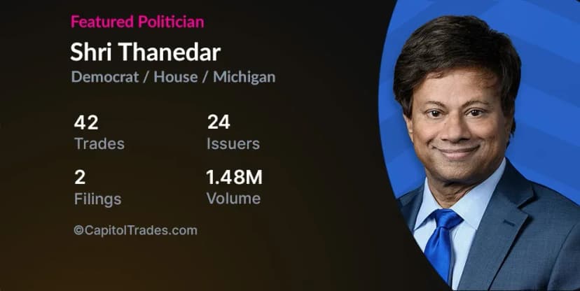 Rep. Shri Thanedar's sporadic trades: Sold $GOOGL, $AAPL, $MSFT